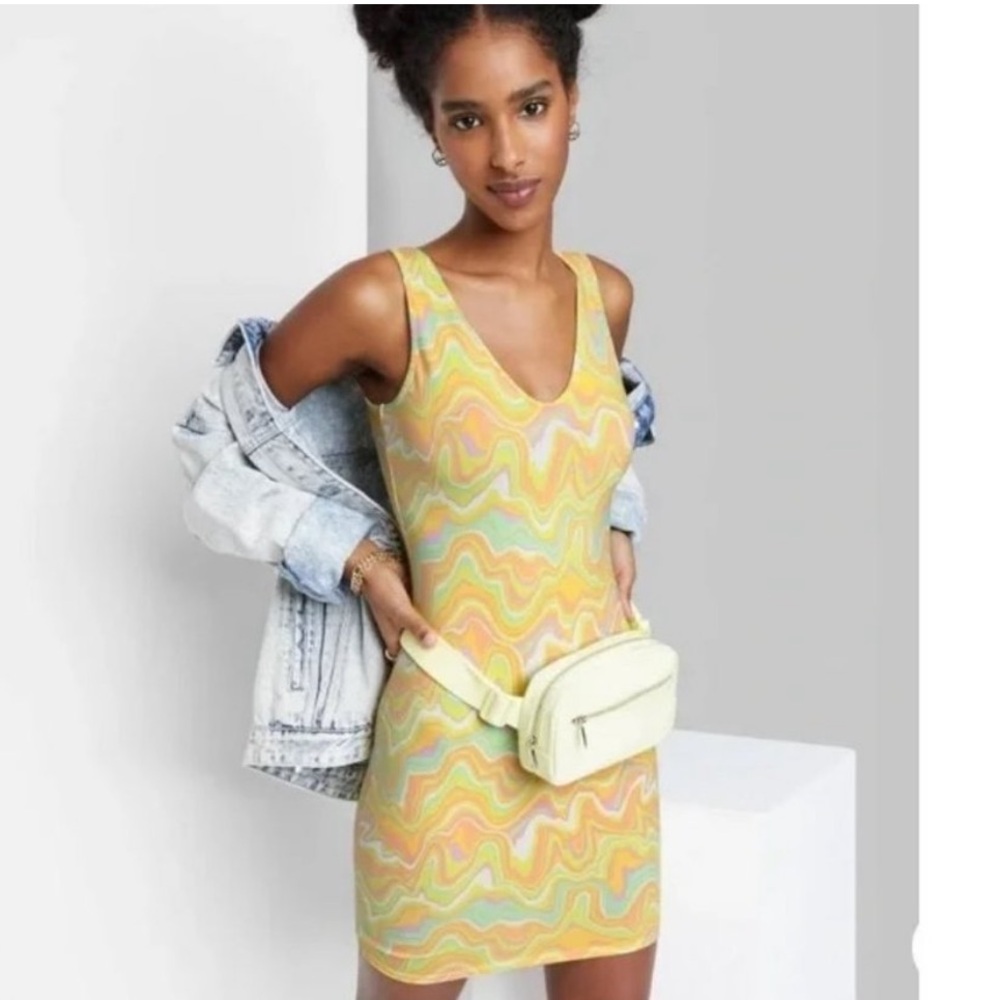 Wild Fable NWT XXL Psychedelic Swirl Sleeveless Knit Bodycon Dress